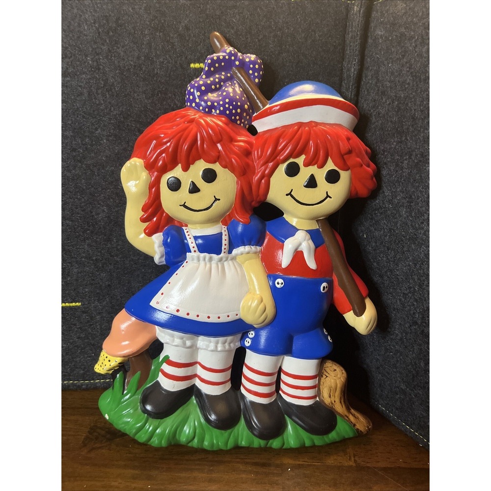 Vintage Raggedy Ann and Andy Ceramic Wall Hanging ~ ExcellentCondition 15" x 10"